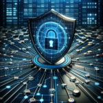 DALL·E 2023-12-11 20.28.08 - An image representing network security, size 450x450 pixels, with a color theme of blue and black, and additional colo